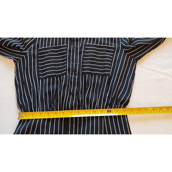 Who What Wear Sheath Dress Black White Pinstriped Long Sleeves Button down small - Picture 11 of 16